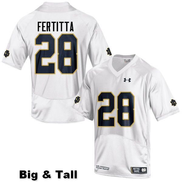 Men's NCAA Notre Dame Fighting Irish #28 Nicco Fertitta Stitched College Under Armour Authentic White Big & Tall Football Jersey JR10E82PP